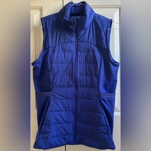 🍒LULULEMON DOWN FOR IT ALL VEST sz 12 PSYCHIC BLUE 700-Fill Jacket ~ REFLECTS!